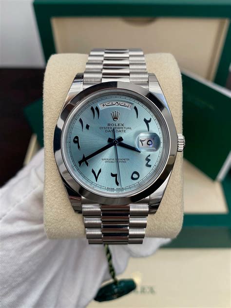 rolex arabic dial platinum|Rolex watch with arabic numbers.